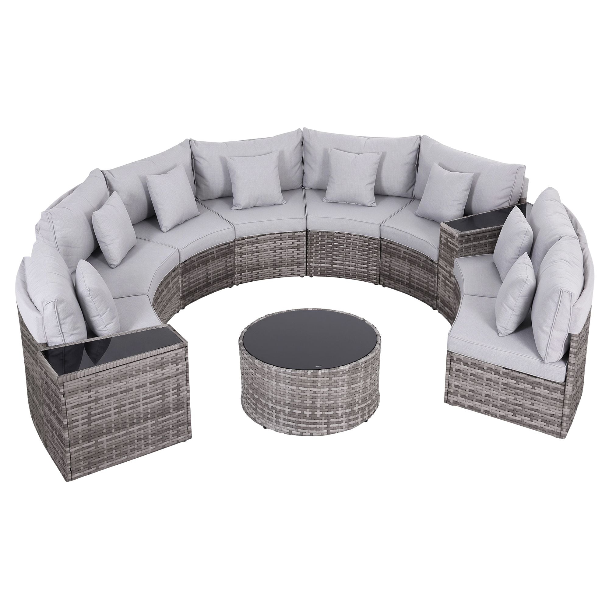 8-Seat Modular Outdoor Sofa Set 11PC - Grey