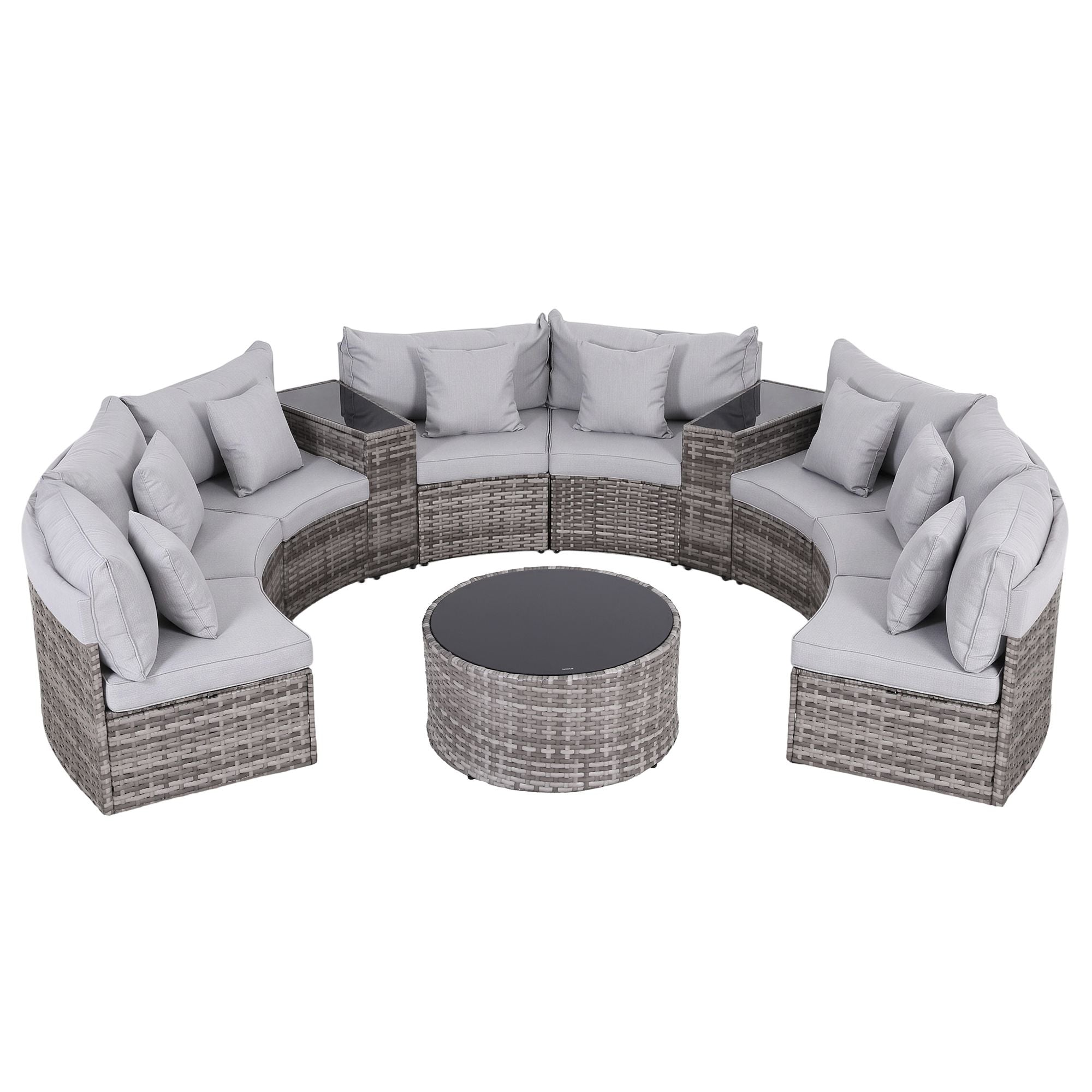 8-Seat Modular Outdoor Sofa Set 11PC - Grey