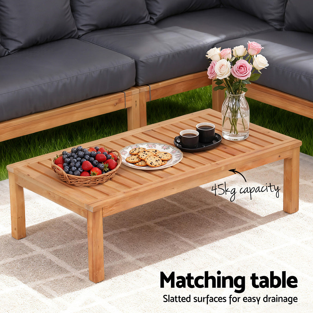 Gardeon 4 Pieces Outdoor Sofa Set 5-Seater Wooden Bench with Built-in Side Table - Homecoze