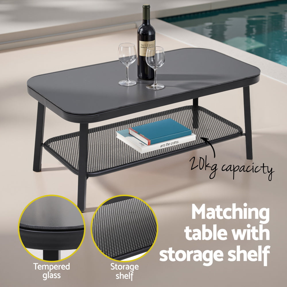4PC Outdoor Bistro Sofa Chair Set - Black & Grey - Homecoze
