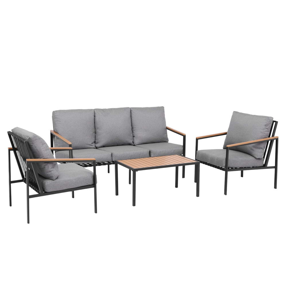 5 Seater Outdoor Sofa Set - Black & Grey - Homecoze