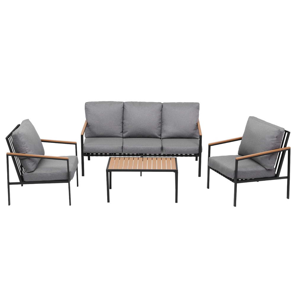 5 Seater Outdoor Sofa Set - Black & Grey - Homecoze