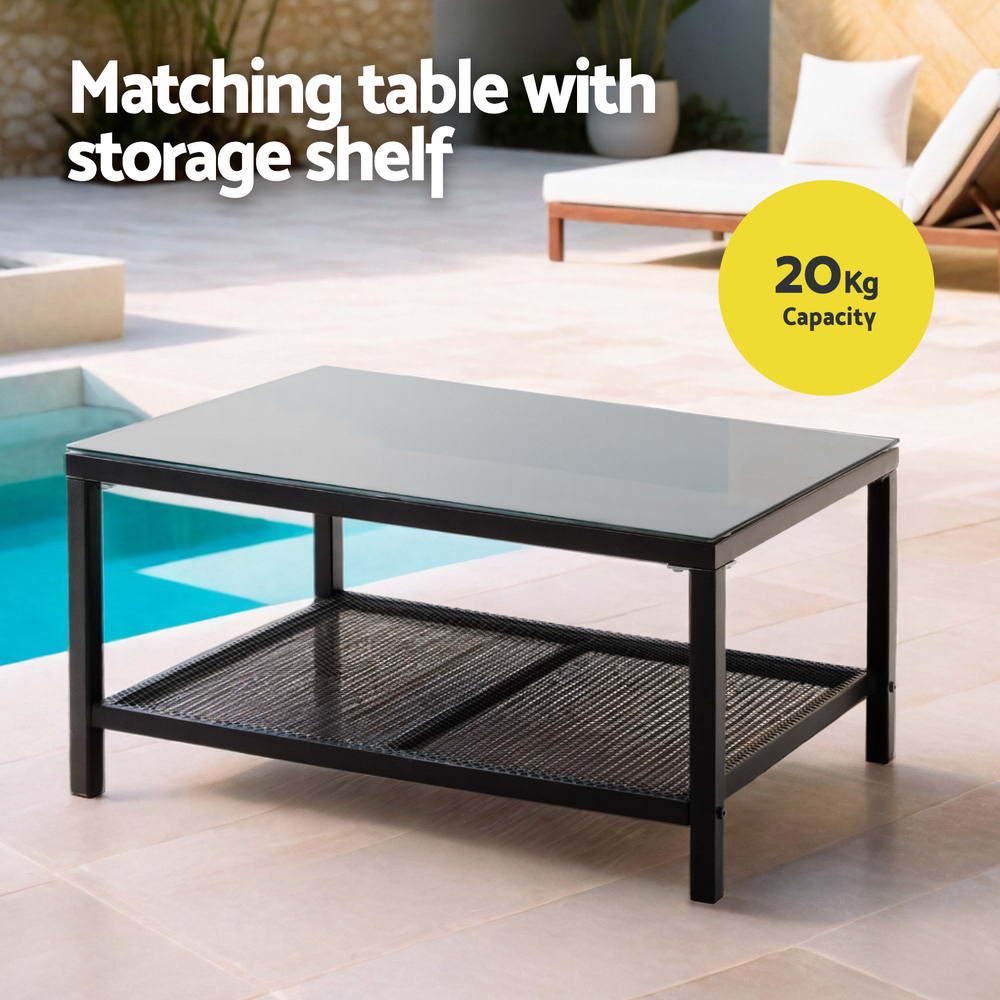 4PC Outdoor Bistro Sofa Chair Set - Black & White - Homecoze