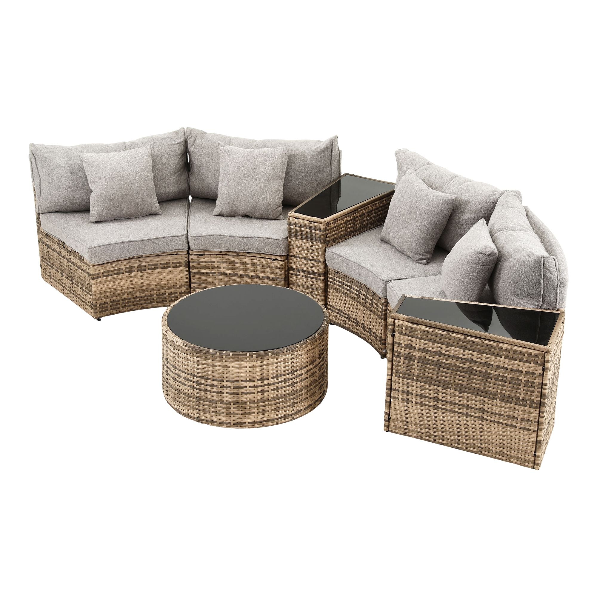 4-Seat Modular Outdoor Sofa Set - Brown