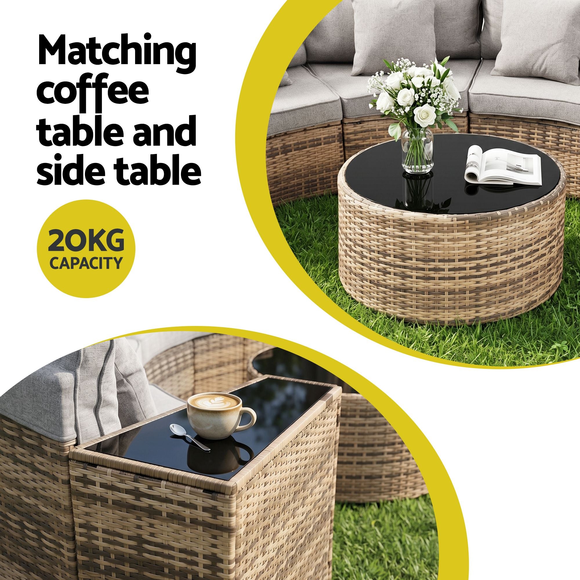 4-Seat Modular Outdoor Sofa Set - Brown