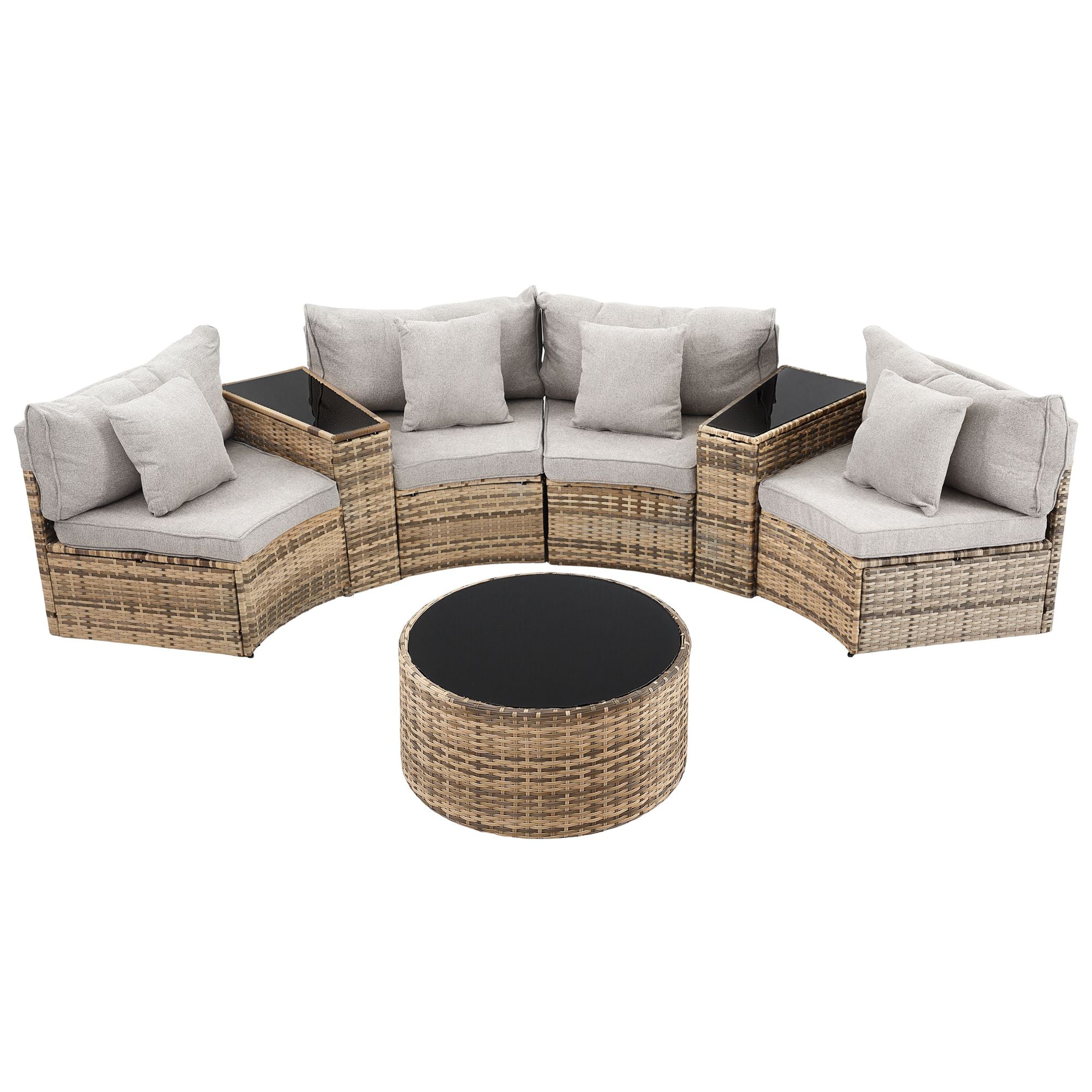 4-Seat Modular Outdoor Sofa Set - Brown