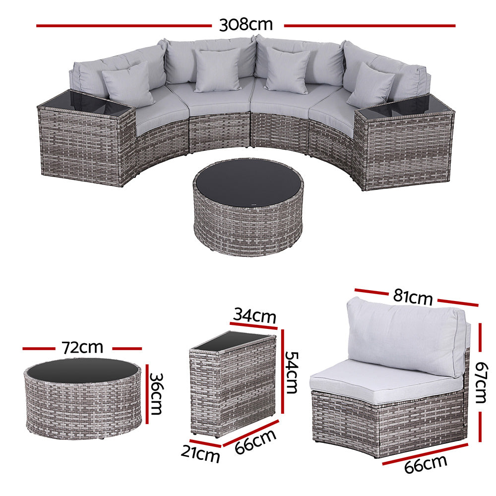 4-Seat Modular Outdoor Sofa Set - Grey - Homecoze