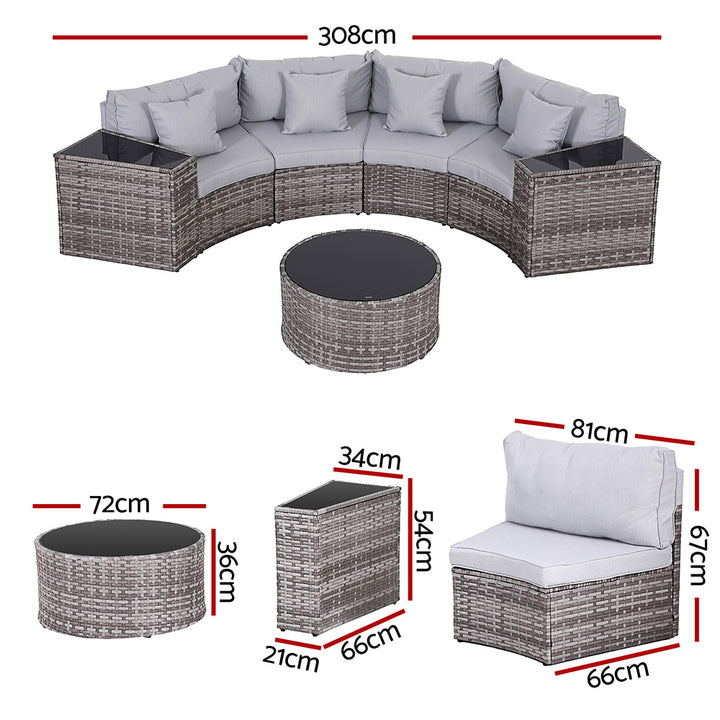 4-Seat Modular Outdoor Sofa Set - Grey - Homecoze