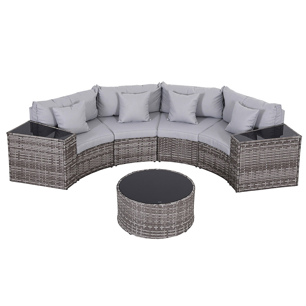 4-Seat Modular Outdoor Sofa Set - Grey - Homecoze