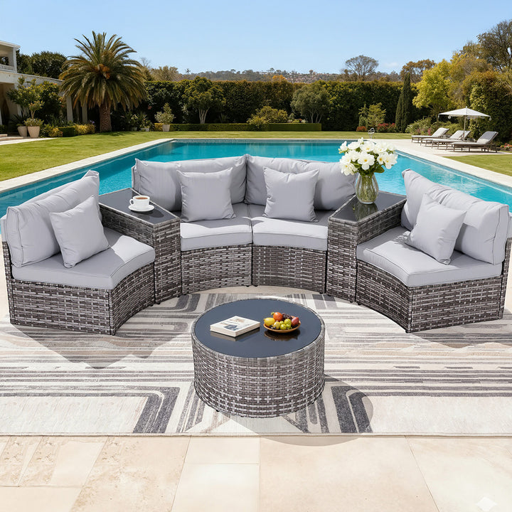 4-Seat Modular Outdoor Sofa Set - Grey - Homecoze