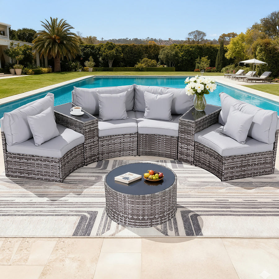 4-Seat Modular Outdoor Sofa Set - Grey - Homecoze