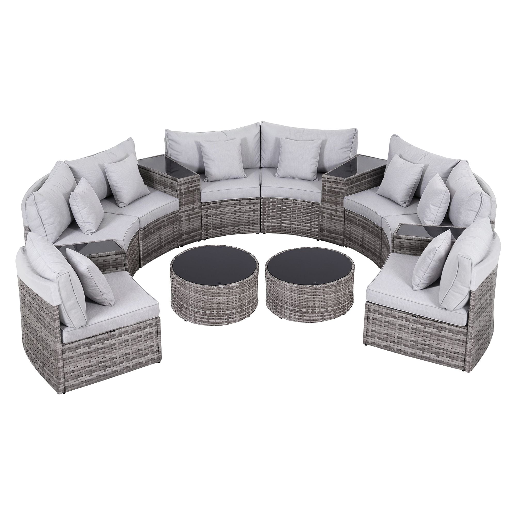 8-Seat Modular Outdoor Sofa Set 14PC - Grey