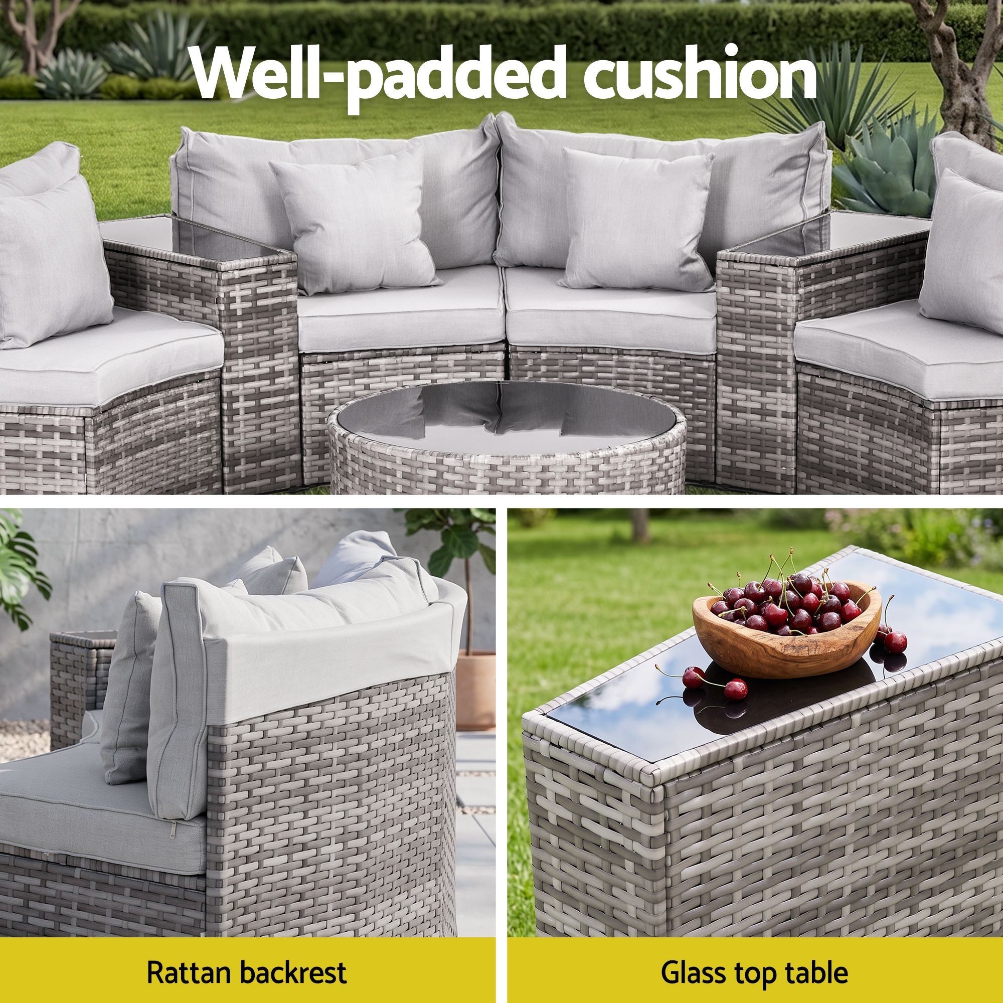 8-Seat Modular Outdoor Sofa Set 14PC - Grey