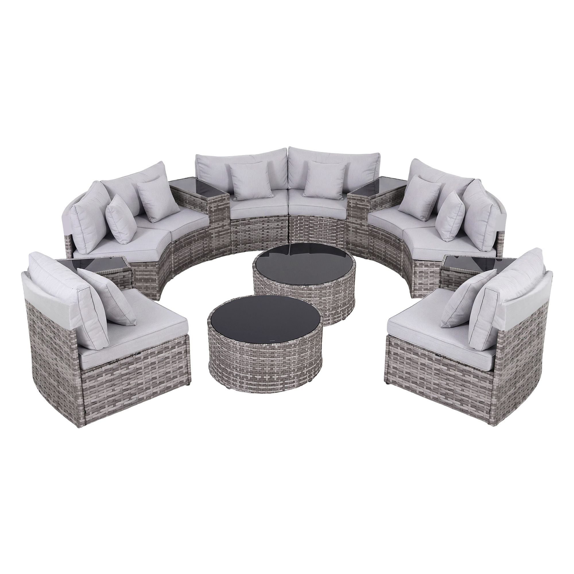8-Seat Modular Outdoor Sofa Set 14PC - Grey