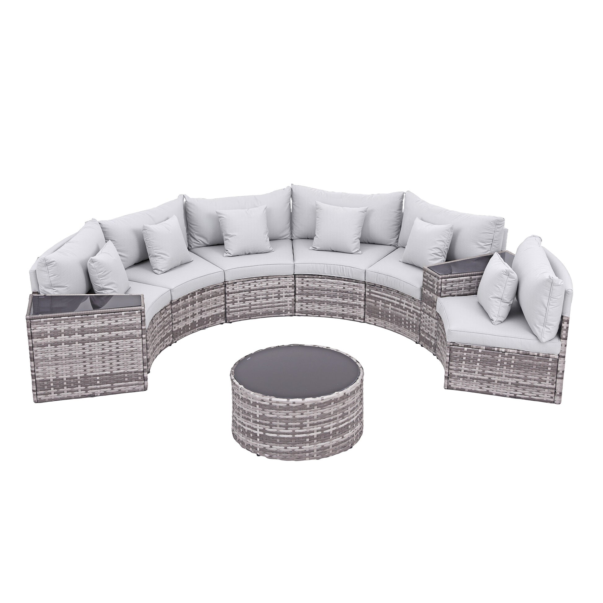 Gardeon 6 Seater Outdoor Sofa Set 9PCS Table Chair Set Garden Rattan Patio Furniture - Homecoze