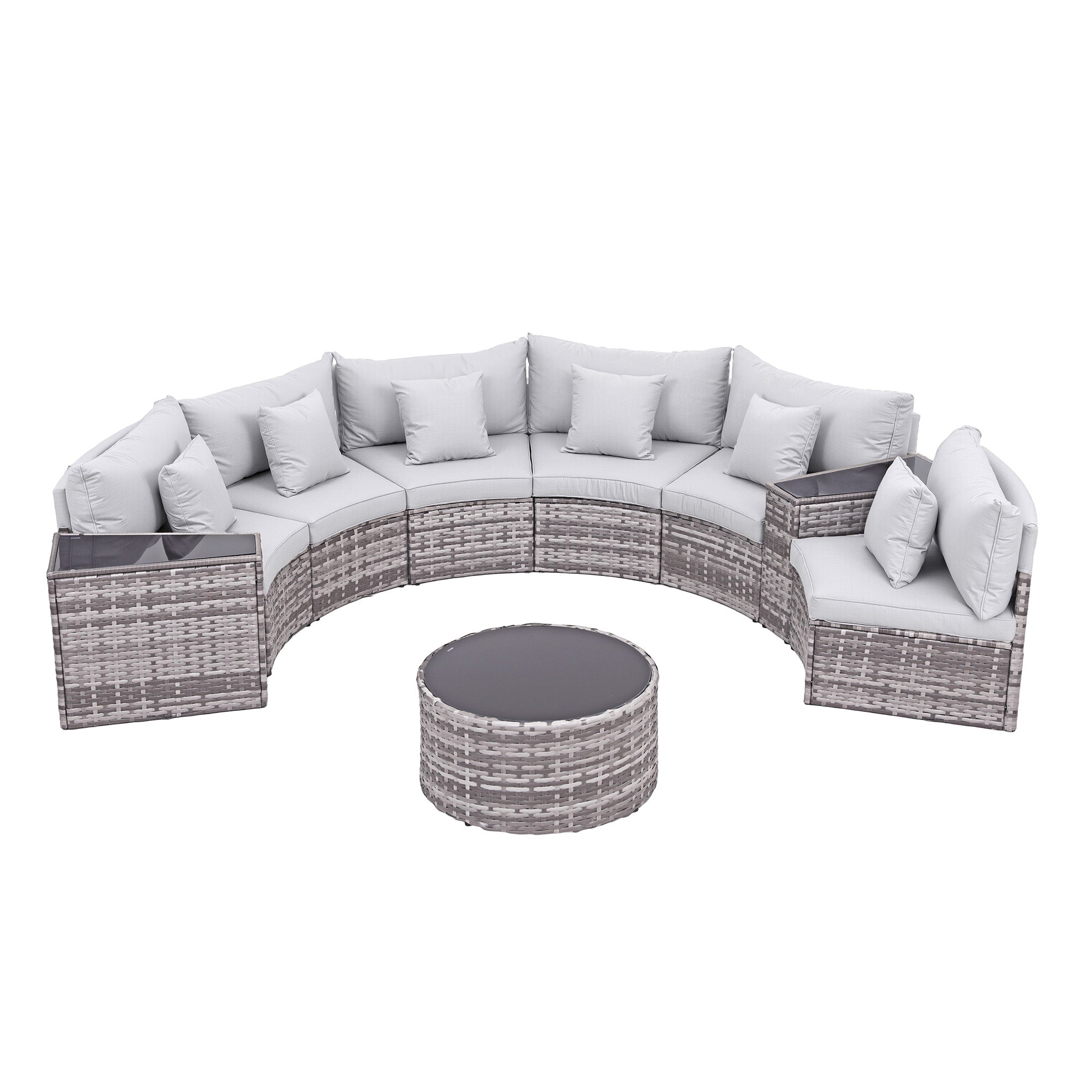 Gardeon 6 Seater Outdoor Sofa Set 9PCS Table Chair Set Garden Rattan Patio Furniture - Homecoze
