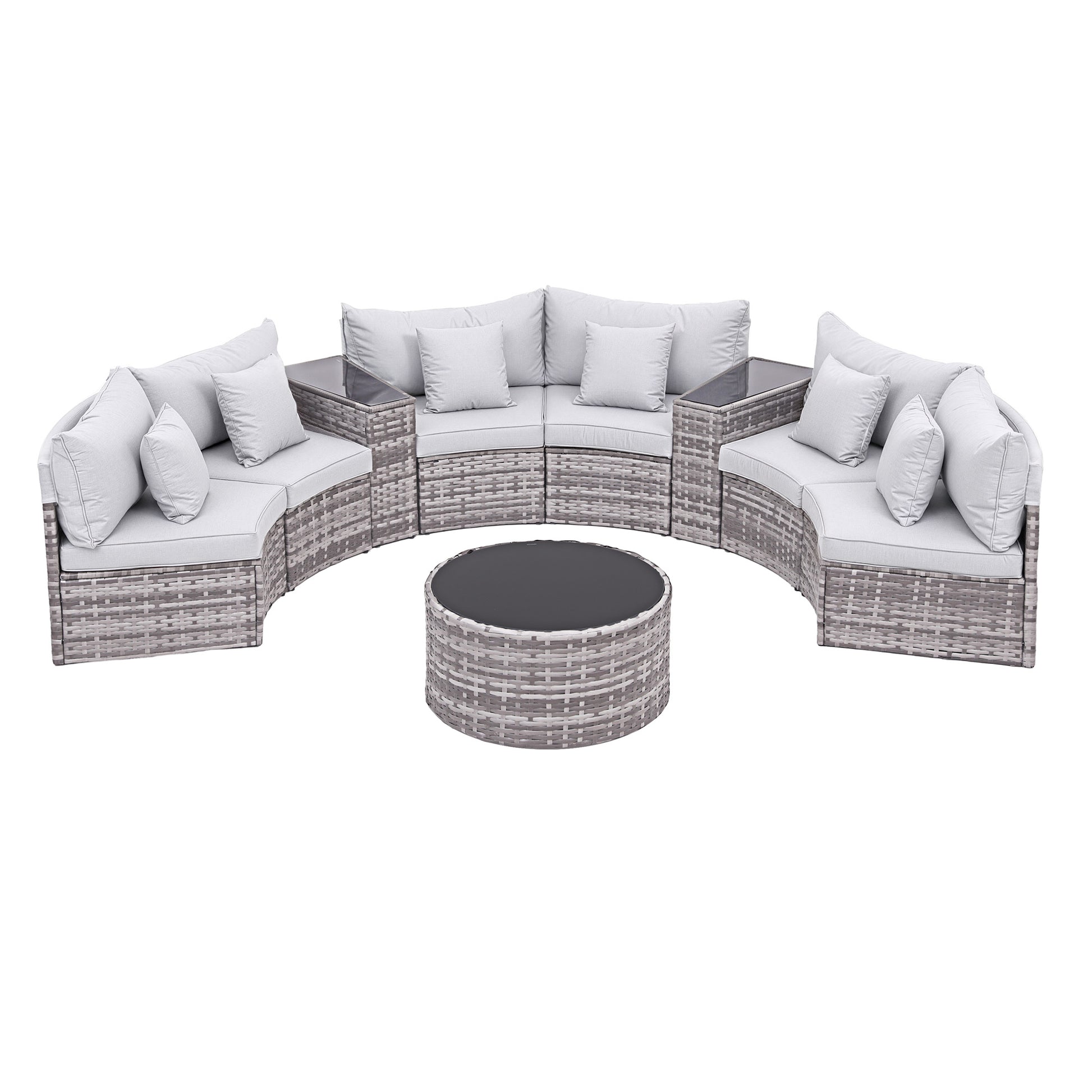 Gardeon 6 Seater Outdoor Sofa Set 9PCS Table Chair Set Garden Rattan Patio Furniture - Homecoze