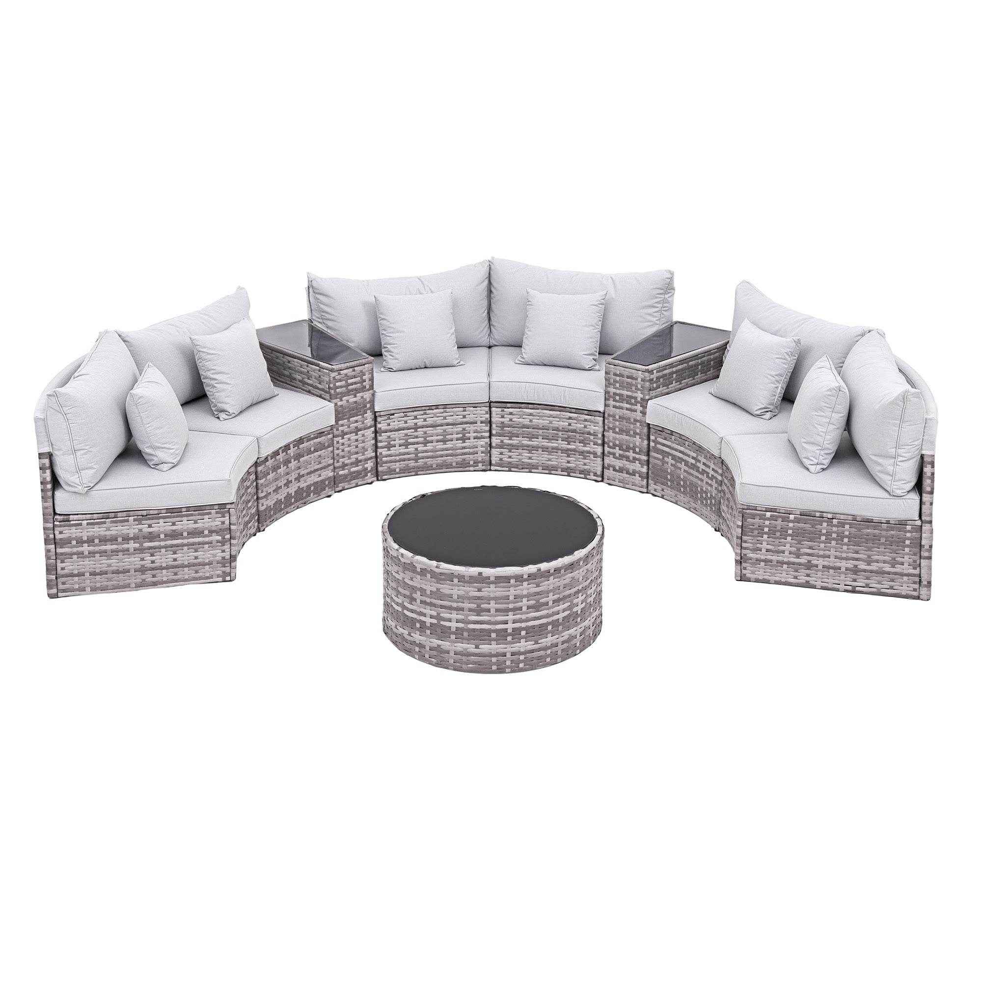 Gardeon 6 Seater Outdoor Sofa Set 9PCS Table Chair Set Garden Rattan Patio Furniture - Homecoze