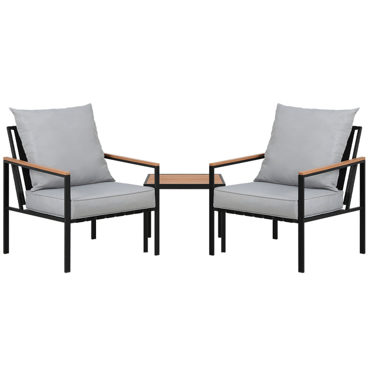 2-Seater Outdoor Bistro Lounge Chair Set - Black & Grey