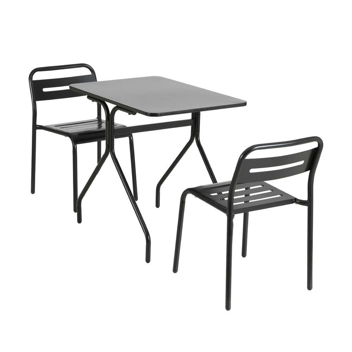 3PC Steel Outdoor Bistro Table & Chair Set - Black