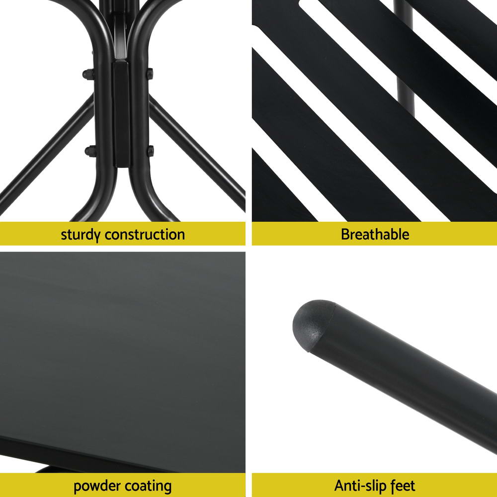 3PC Steel Outdoor Bistro Table & Chair Set - Black - Homecoze