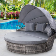 3PC Wicker Sun Lounge Daybed Sofa - Grey - Homecoze