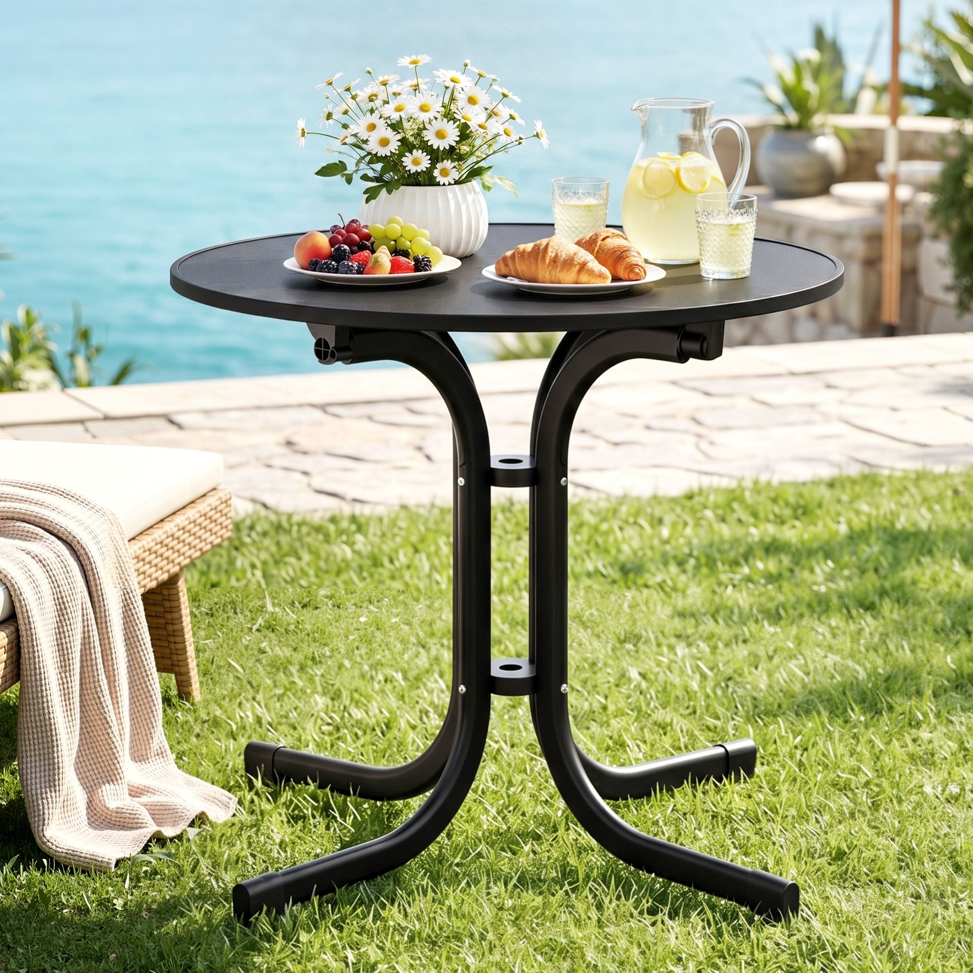 80cm Folding Outdoor Bistro Table – Black
