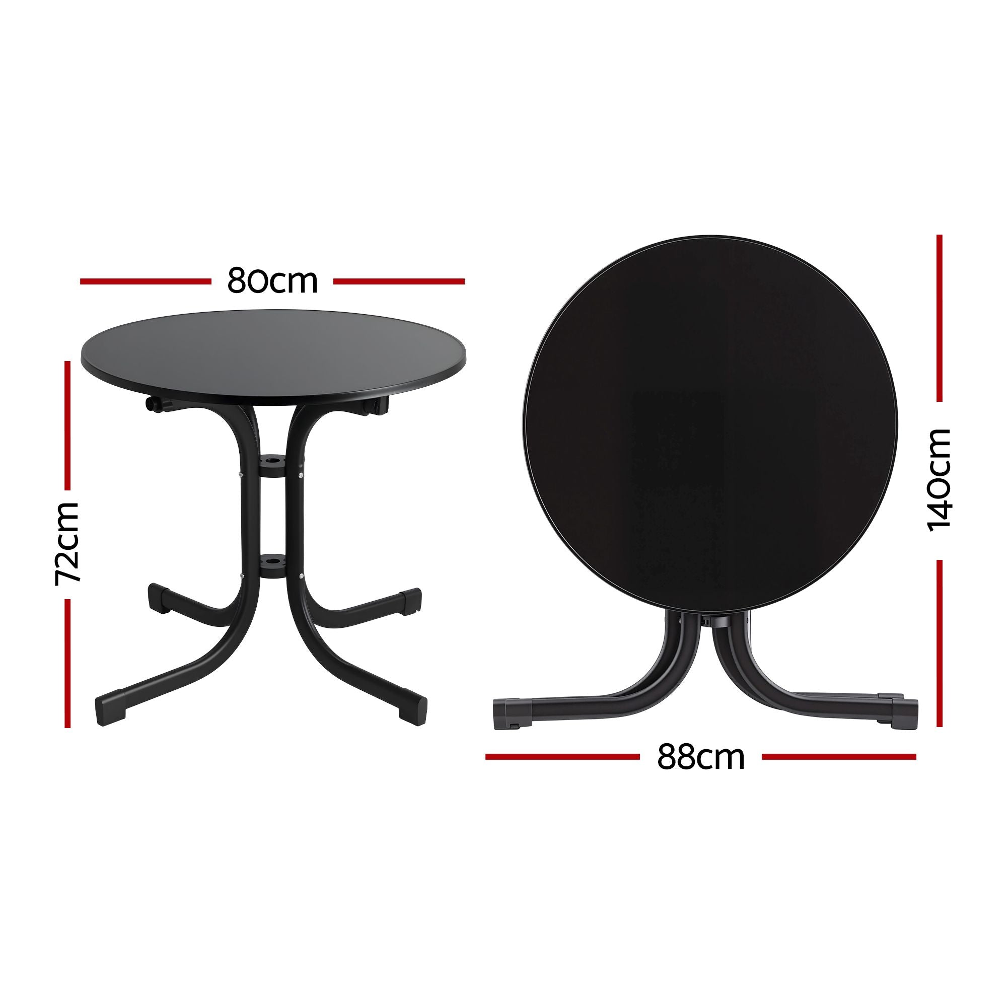 80cm Folding Outdoor Bistro Table – Black