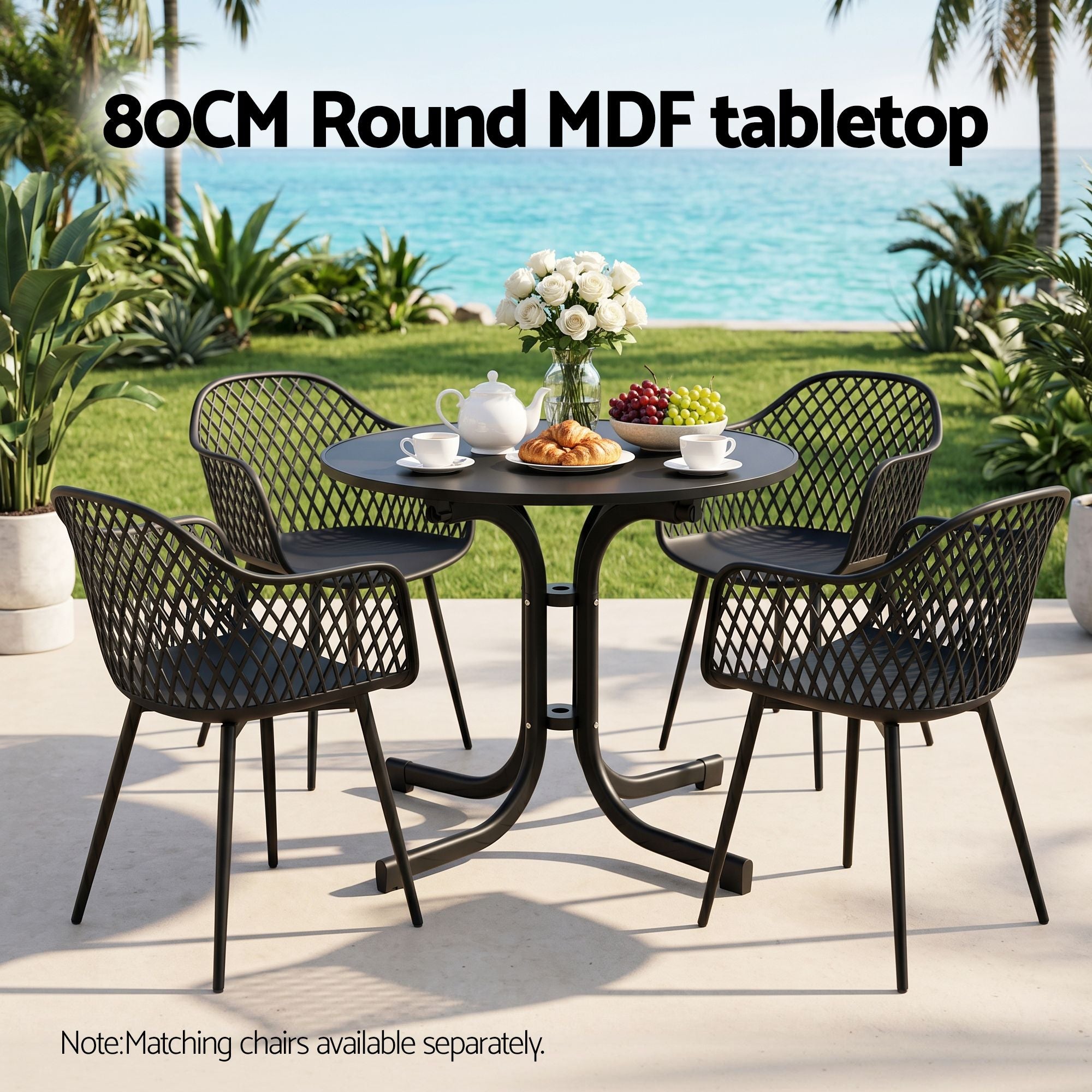80cm Folding Outdoor Bistro Table – Black