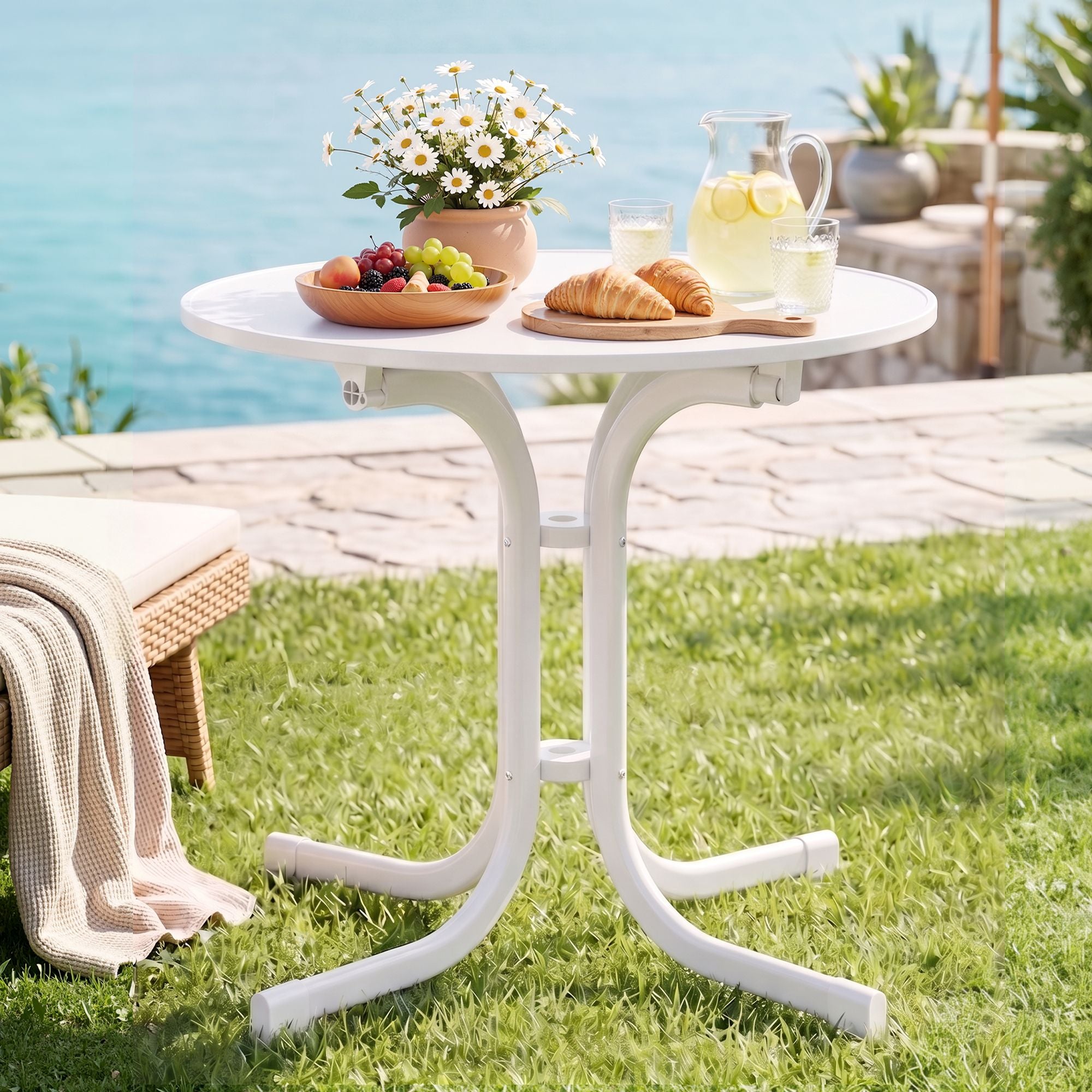 80cm Folding Outdoor Bistro Table – White