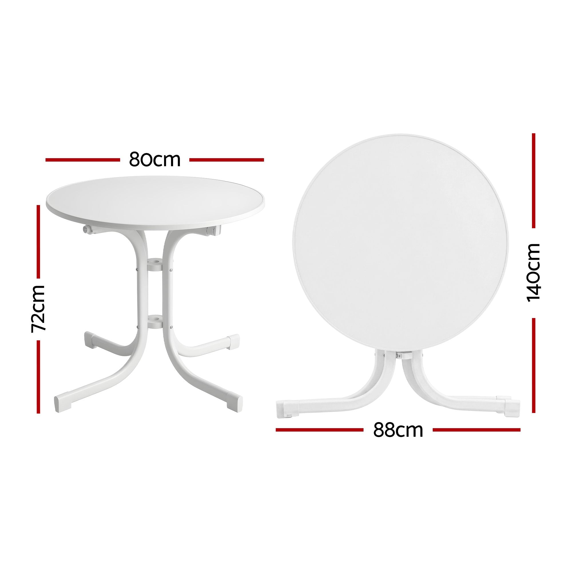 80cm Folding Outdoor Bistro Table – White