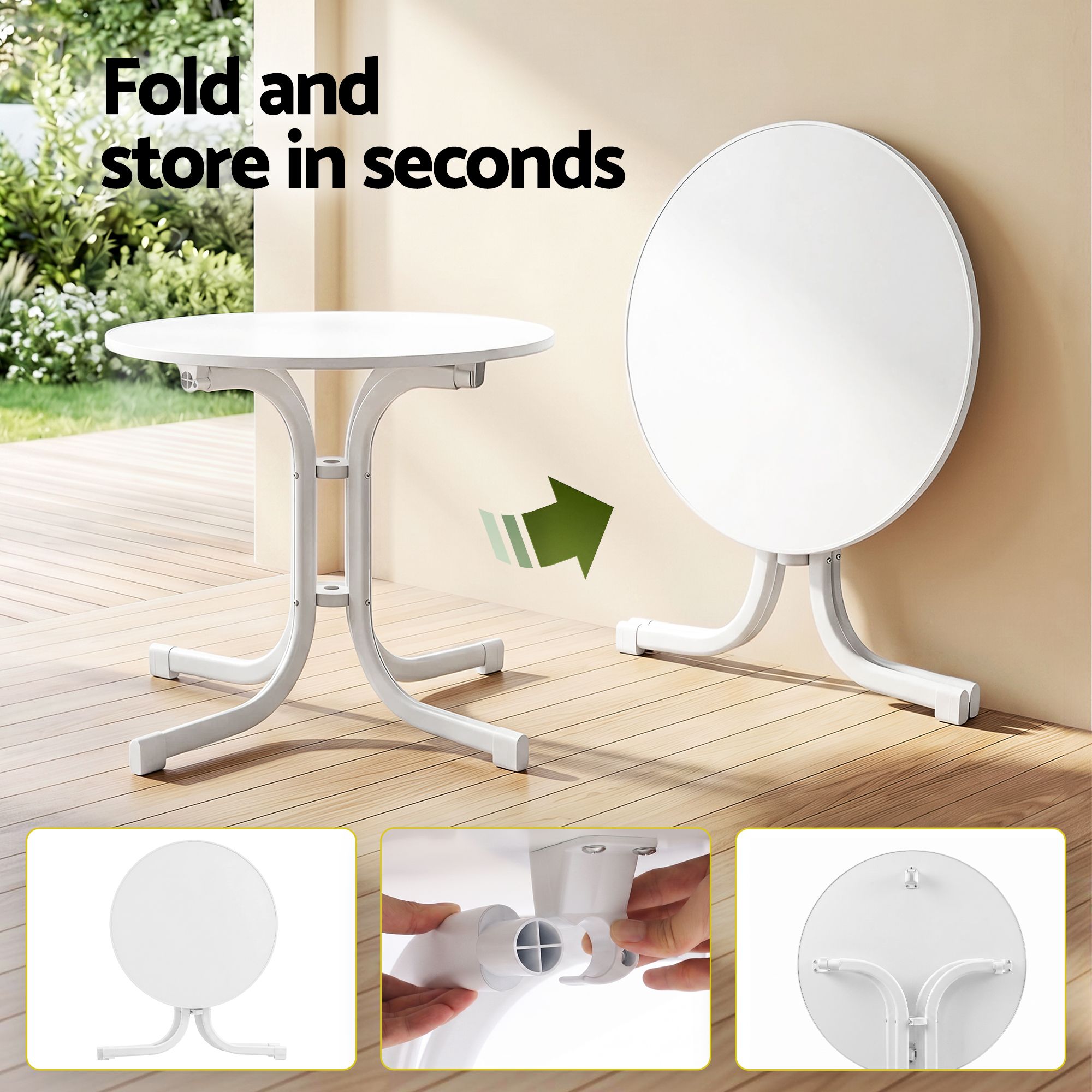 80cm Folding Outdoor Bistro Table – White