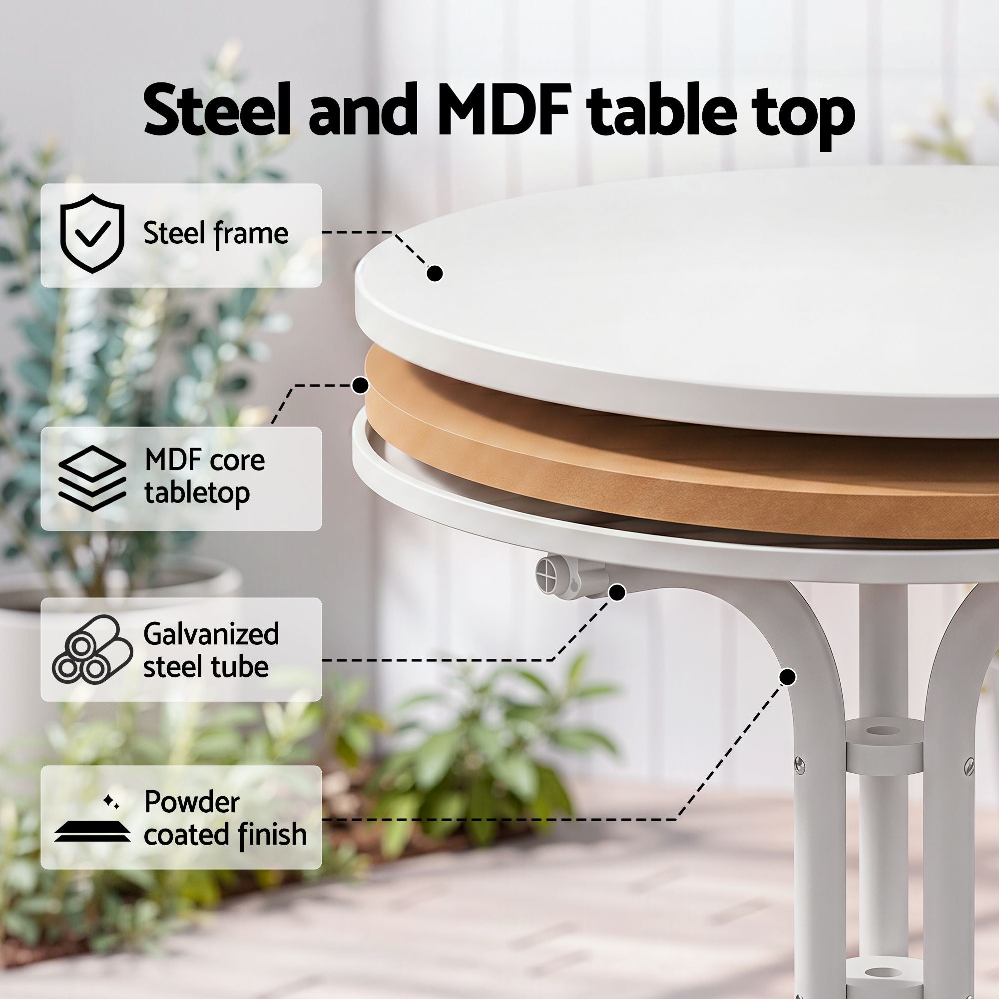 80cm Folding Outdoor Bistro Table – White