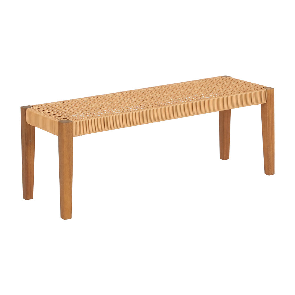 2 Seater Indoor Outdoor Dining Chair Bench Seat Acacia Wood with PE Wicker - Homecoze