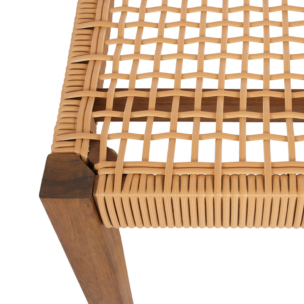 2 Seater Indoor Outdoor Dining Chair Bench Seat Acacia Wood with PE Wicker - Homecoze