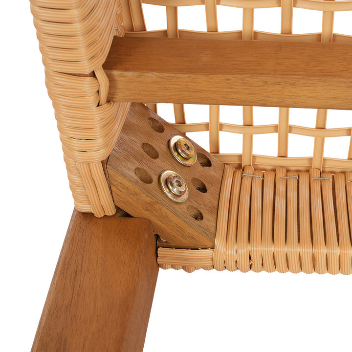 2 Seater Indoor Outdoor Dining Chair Bench Seat Acacia Wood with PE Wicker - Homecoze