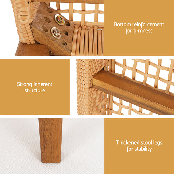 2 Seater Indoor Outdoor Dining Chair Bench Seat Acacia Wood with PE Wicker - Homecoze