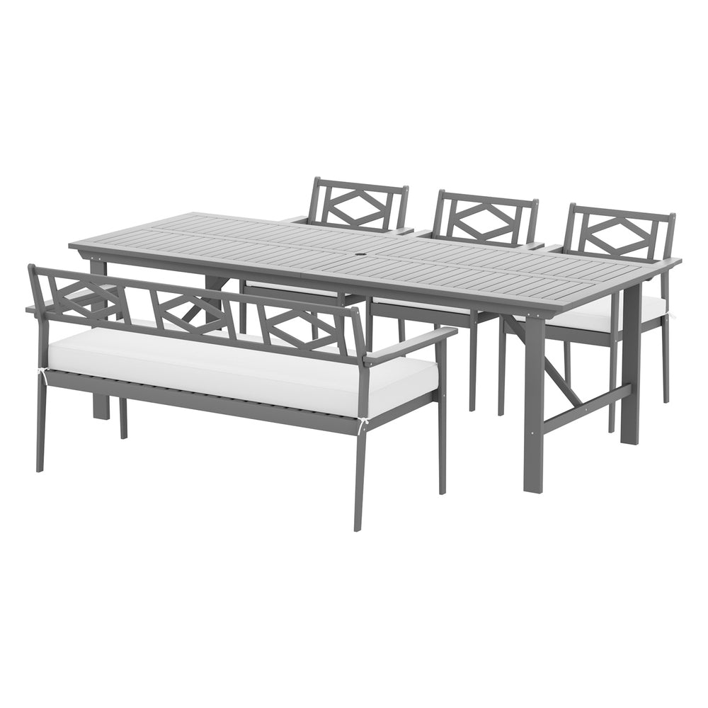 6 Seater Outdoor Patio Dining Table and Chair Furniture Set Acacia Wood - Homecoze