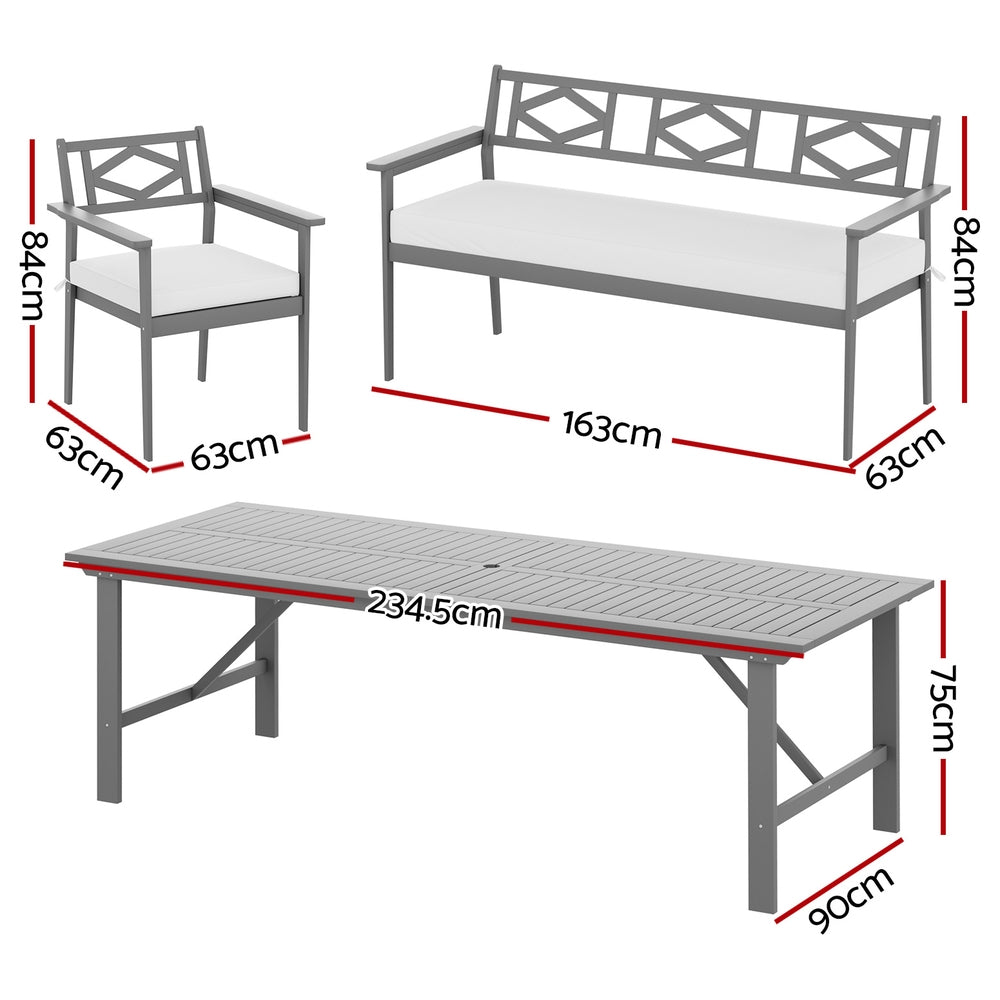 6 Seater Outdoor Patio Dining Table and Chair Furniture Set Acacia Wood - Homecoze