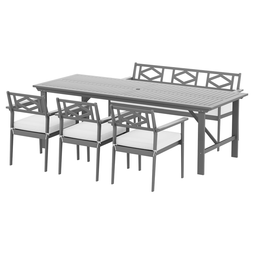 6 Seater Outdoor Patio Dining Table and Chair Furniture Set Acacia Wood - Homecoze