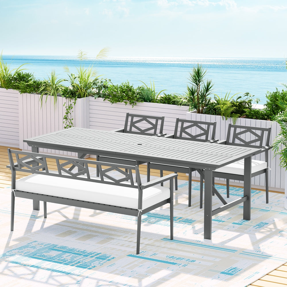 6 Seater Outdoor Patio Dining Table and Chair Furniture Set Acacia Wood - Homecoze
