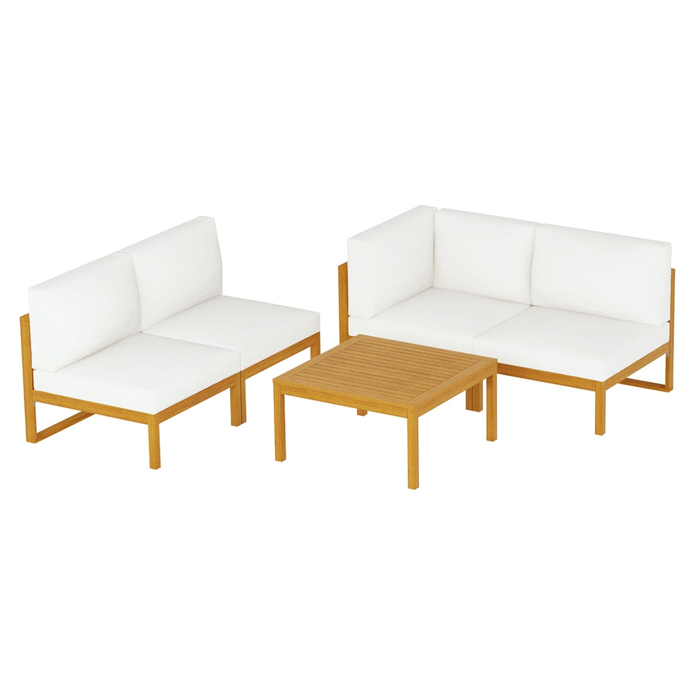 4 Seater Outdoor Corner Lounge Setting Sofa Set Acacia Wood - Homecoze