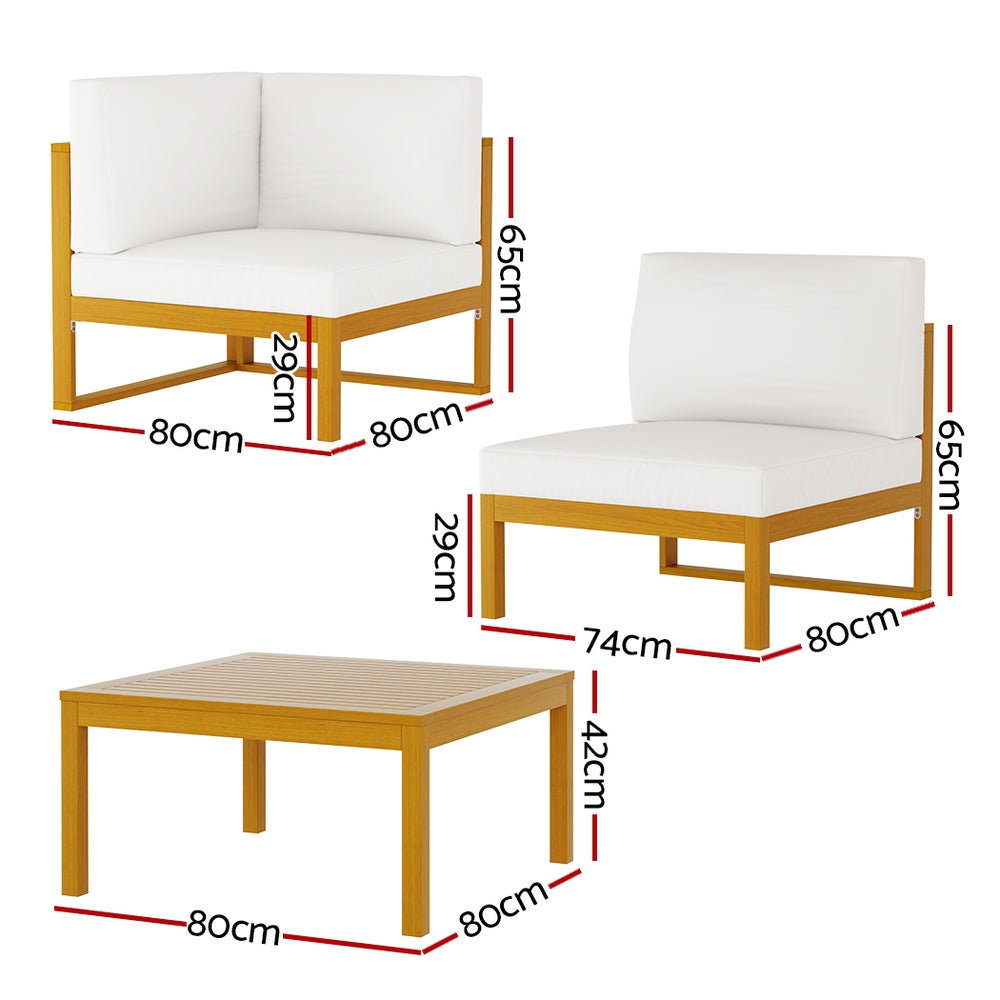 4 Seater Outdoor Corner Lounge Setting Sofa Set Acacia Wood - Homecoze
