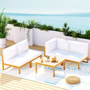 4 Seater Outdoor Corner Lounge Setting Sofa Set Acacia Wood - Homecoze