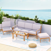 5 Seater Outdoor Corner Lounge and Chair Setting Sofa Set Acacia Wood - Homecoze