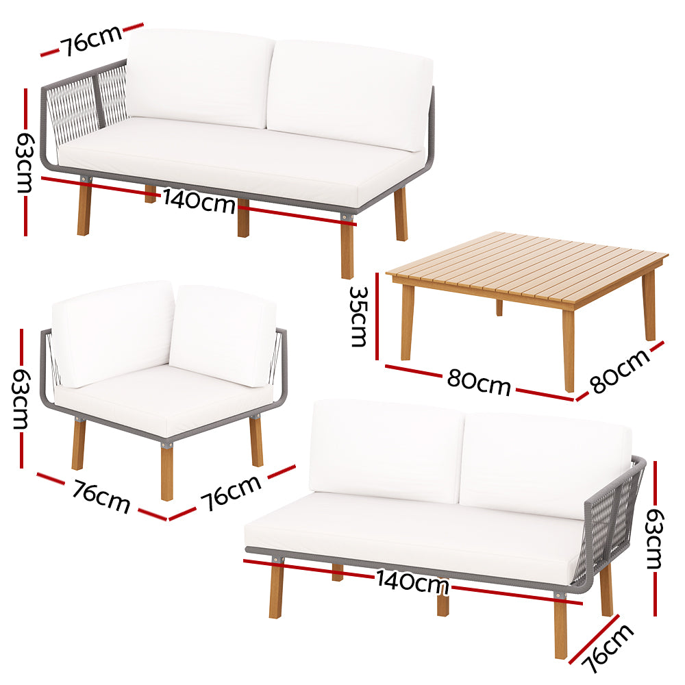 5-Seater Modular Outdoor Sofa Set - Grey & Brown - Homecoze