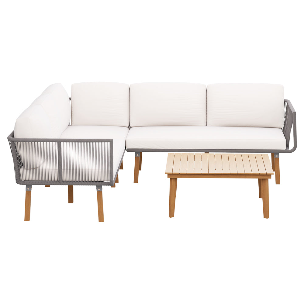 5-Seater Modular Outdoor Sofa Set - Grey & Brown - Homecoze