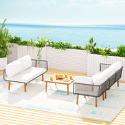 5-Seater Modular Outdoor Sofa Set - Grey & Brown - Homecoze