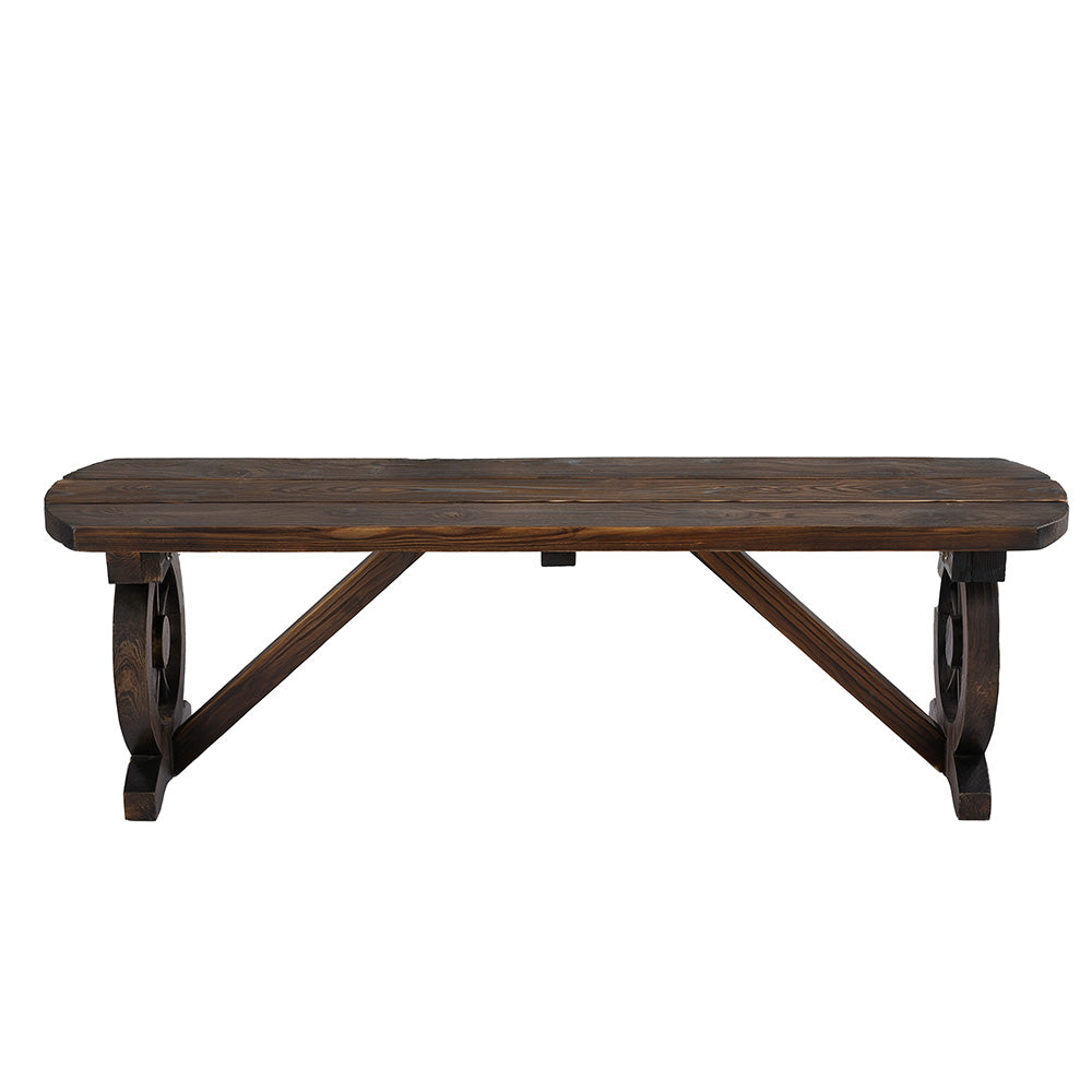 Wooden Wagon Wheel Garden Bench Seat - 120cm - Homecoze