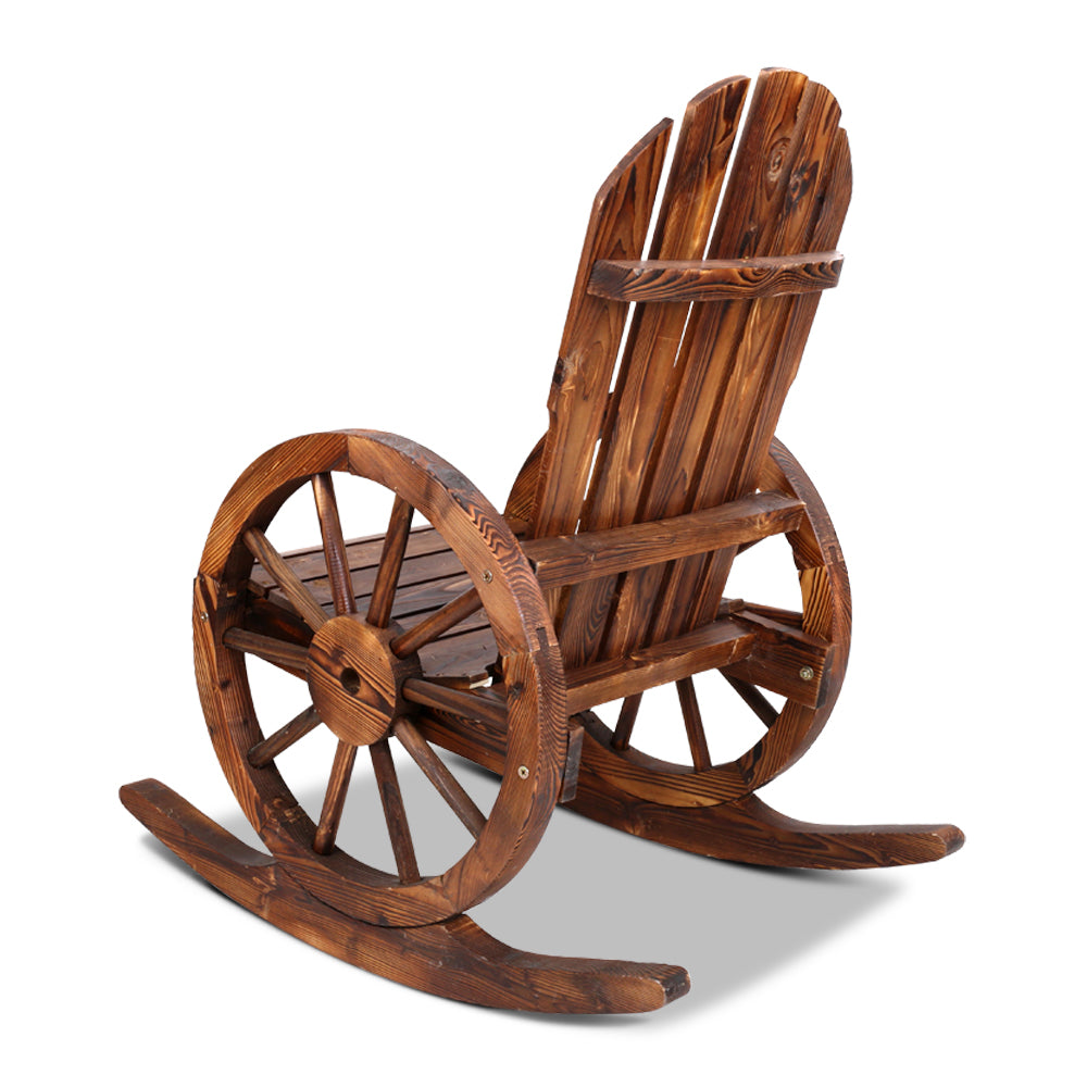 Rustic Outdoor Wooden Rocking Garden Chair - Brown - Homecoze